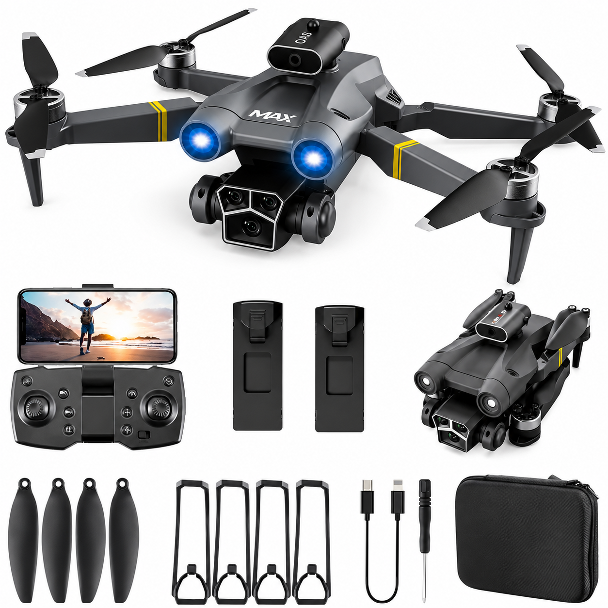 M3 Max 4K Dual Camera Drone | Foldable WiFi FPV Drone with Brushless Motors