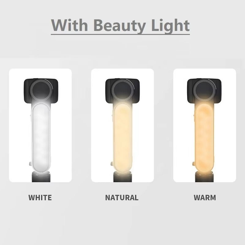 Three light bulbs labeled 'White', 'Natural', and 'Warm' with a gray background.