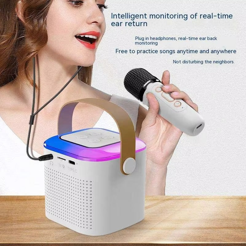 BT Small Speaker Outdoor Portable Card Wireless Smart Karaoke Microphone
