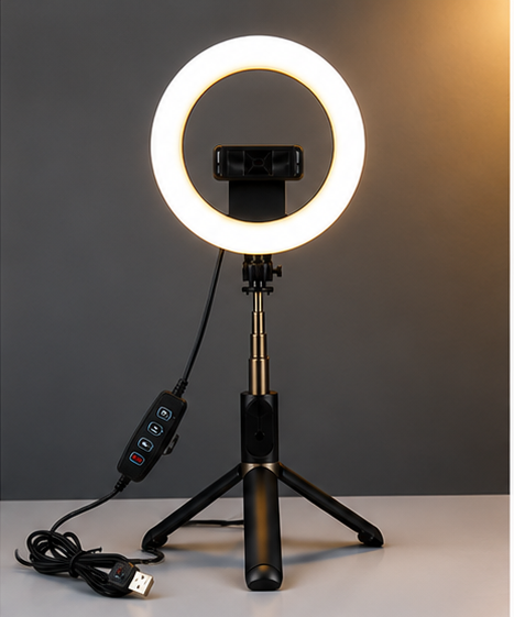 Professional 10-inch LED Ring Light with 2.1M Tripod Stand & Phone Holder