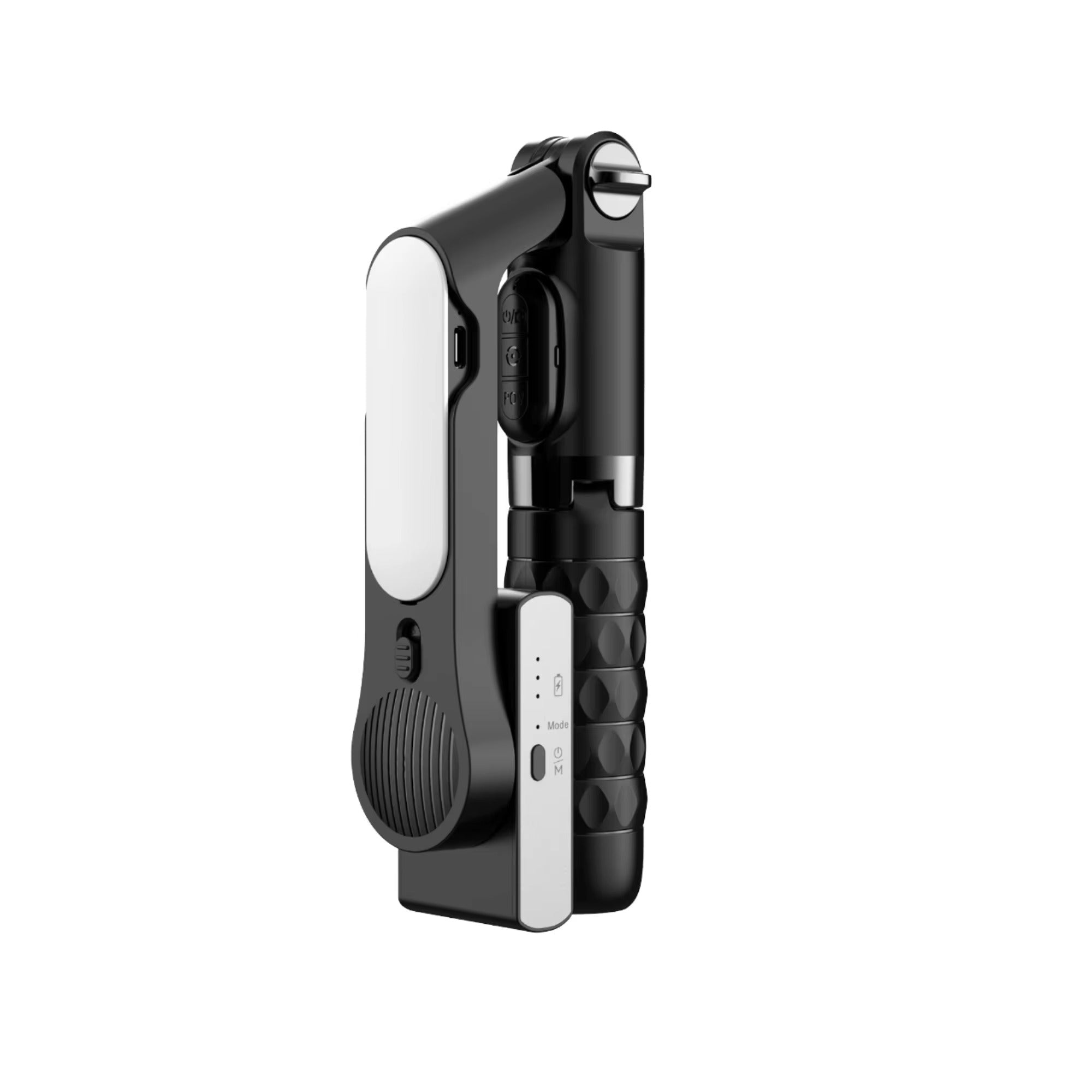 Black and silver a6 gimbal electronic device on a white background