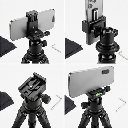 Multi-Function Livestream Tripod Stand with Detachable Bluetooth Remote & Phone Holder