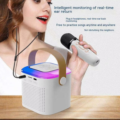 BT Small Speaker Outdoor Portable Card Wireless Smart Karaoke Microphone