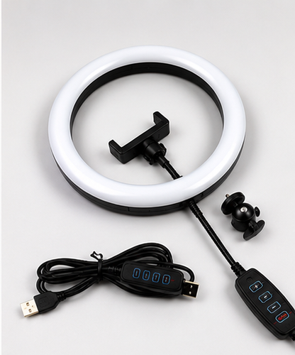 Professional 10-inch LED Ring Light with 2.1M Tripod Stand & Phone Holder